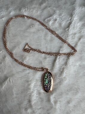Kendra Scott Rose Gold Locket Necklace with Iridescent Abalone Inlay